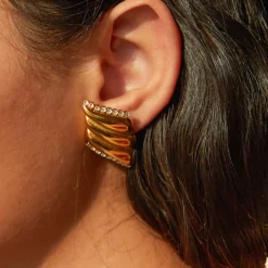 18K Wave Statement Shell Studs