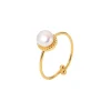 18K White Pearl Ring