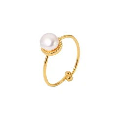 18K White Pearl Ring