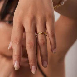18K Willow Leaf Open Ring