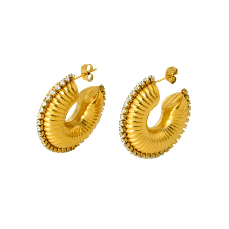 18K Zircon Edge Earrings