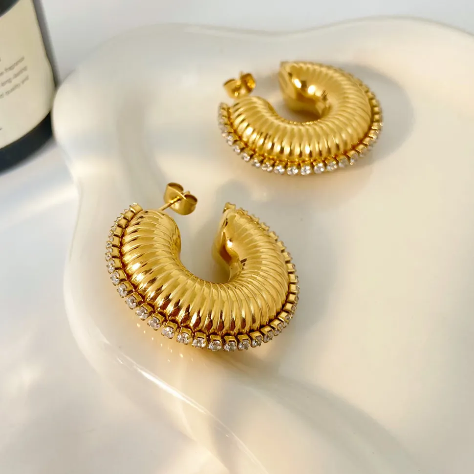 18K Zircon Edge Earrings