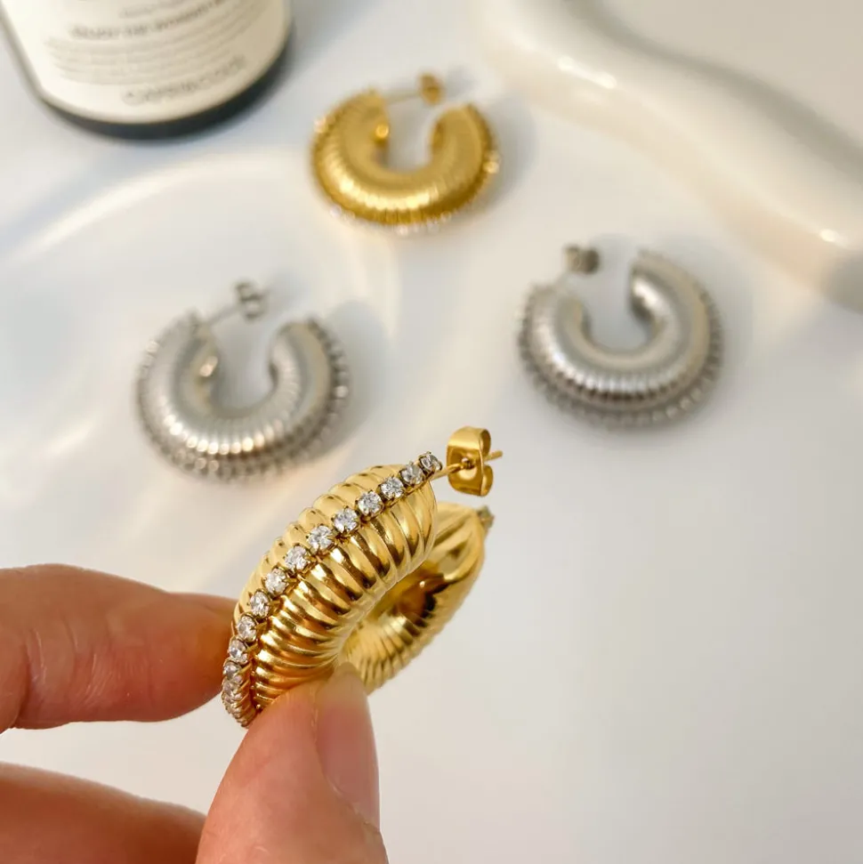 18K Zircon Edge Earrings
