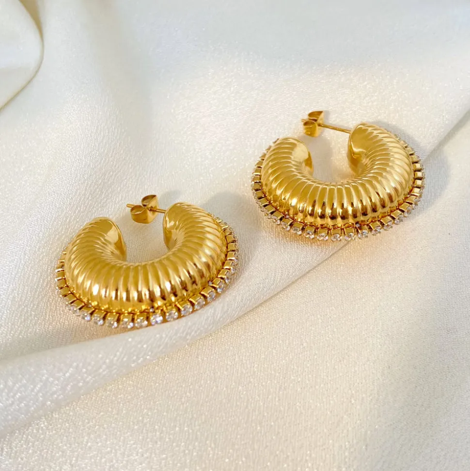 18K Zircon Edge Earrings