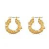 18K Zircon Pearl Texture Hoop Earrings