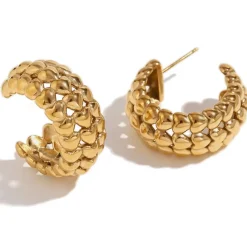 Layered Heart Hoops in 18K Gold-Plating