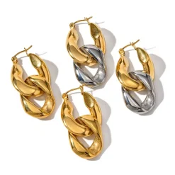 Link Chain Hoops in 18K Gold-Plating or Silver