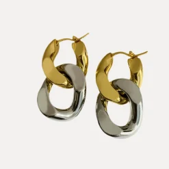 Link Chain Hoops in 18K Gold-Plating or Silver