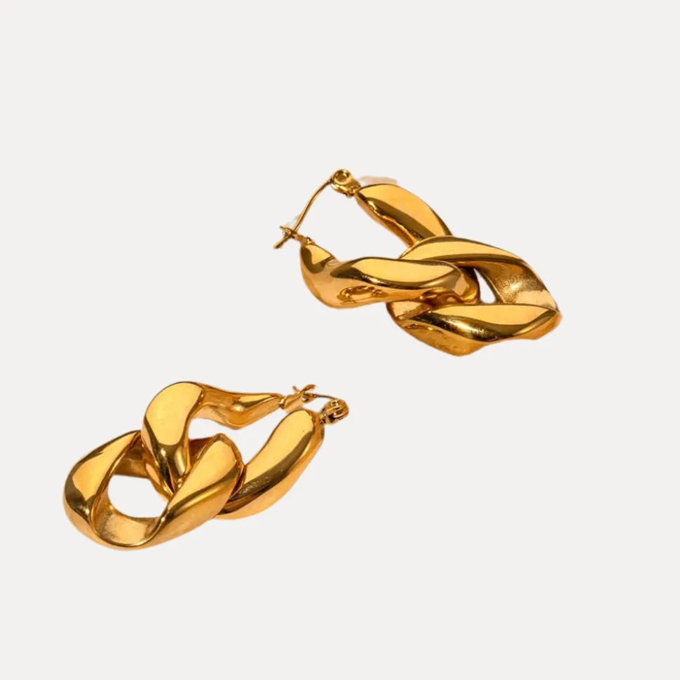 Link Chain Hoops in 18K Gold-Plating or Silver