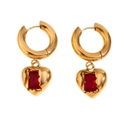 Love Heart Pendant Drops in 18K Gold-Plating with Cubic Zirconia