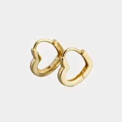 Mini Heart Vermeil Huggies in 18K Gold-Plating or Silver