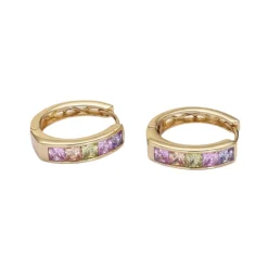 Multi-color Square Hoops in 14K Gold-Filled with Cubic Zirconia