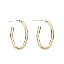 Oblong J-Shaped Hoops in 16K Gold-Filled