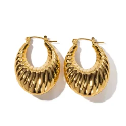 Oval Croissant Hoops in 18K Gold-Plating