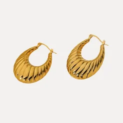 Oval Croissant Hoops in 18K Gold-Plating