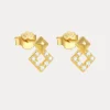 Pave Diamond Vermeil Studs in 18K Gold-Plating with Cubic Zirconia