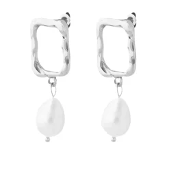 Rectangular Freshwater Pearl Drops in 18K Gold-Plating or Silver