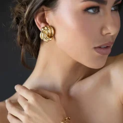 Rectangular Wave Studs in 18K Gold-Plating