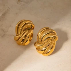 Rectangular Wave Studs in 18K Gold-Plating