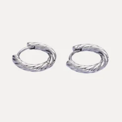 Rope Cartilage Huggies in White Gold-Filled