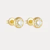 Round Pave Studs in 18K Gold-Plating or Silver with Cubic Zirconia
