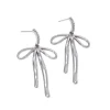 Silver Bow Drop Statement Earrings