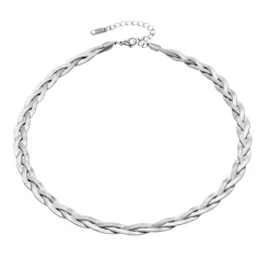 Silver Braided Herringbone Necklace