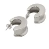 Silver Concave Geometric Wide Medium Hoops