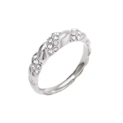 Silver CZ Croissant Ring