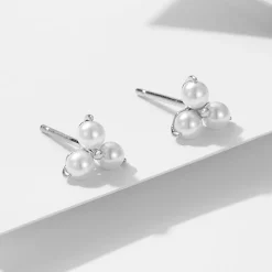 Silver Dainty Pearl Studs
