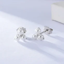 Silver Dainty Pearl Studs