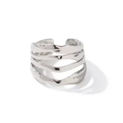 Silver Multi Layer Open Ring
