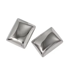Silver Rectangular Statement Earrings