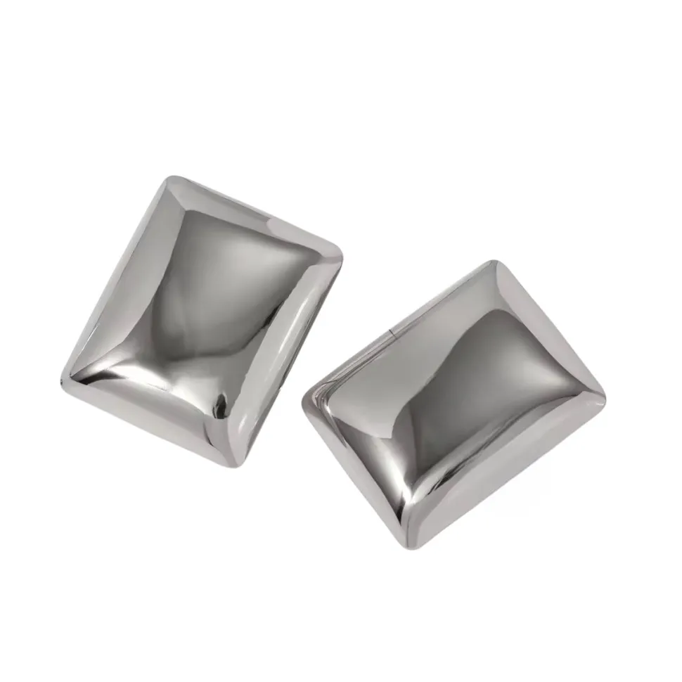 Silver Rectangular Statement Earrings