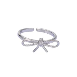 Silver Rope Bow Tie Ring