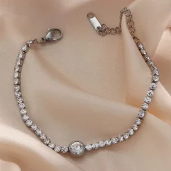 Silver Round Tennis Bracelet