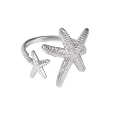 Silver Starfish Open Ring