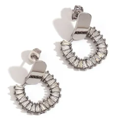 Silver Tennis Zircon Hoop Earrings