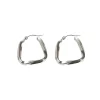Silver Textured Geometric Square Hoops in 18K Gold-Plating