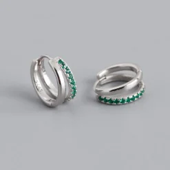 Silver Two Layer CZ Huggies