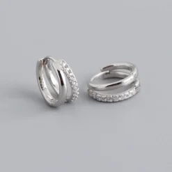 Silver Two Layer CZ Huggies