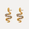 Snake Stud in 18K Gold-Plating with Cubic Zirconia