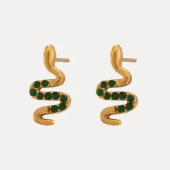 Snake Stud in 18K Gold-Plating with Cubic Zirconia