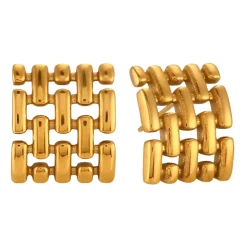 Square Mesh Studs in 18K Gold-Plating