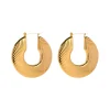 Stripe Round Hoops in 18K Gold-Plating