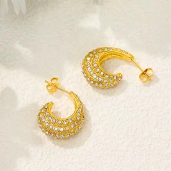 Studded Hoops in 18K Gold-Plating