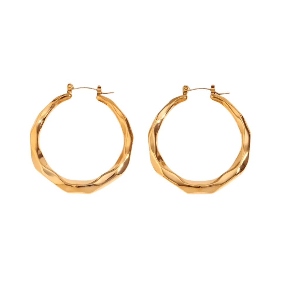 Textured Hoops in 18K Gold-Plating