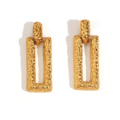 Textured Rectangle Drops in 18K Gold-Plating or Silver