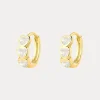 Triple Heart Vermeil Huggies in 18K Gold-Plating with Cubic Zirconia