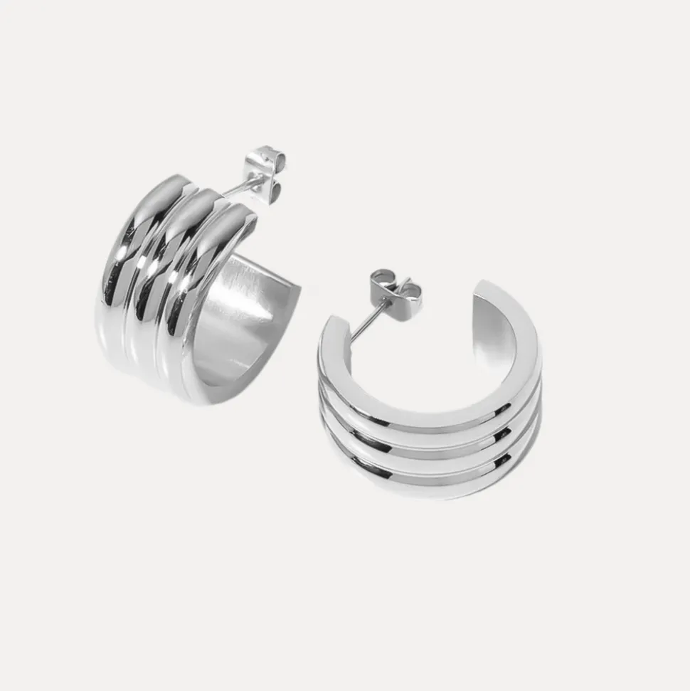 Triple Layer Hoops in 18K Gold-Plating or Silver